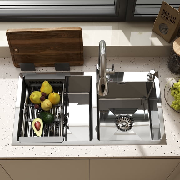 CICIMLU 30.7*18 Stainless Steel Kitchen Sink Single Bowl Basin Easy to Stall Drop-in Sink, Brushed