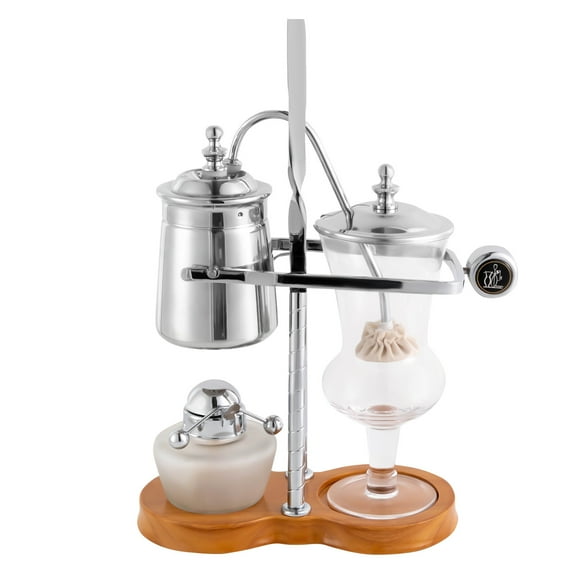 Miumaeov Luxury Vintage Siphon Coffee Maker Belgian Belgium Royal Syphon Coffee Pot Silver