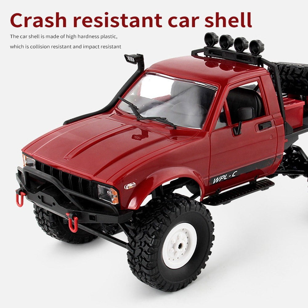 WPL 1/16 Remote Control Military Truck 4WD Off-road Climbing Car with LED Lights