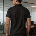thumbnail image 4 of Ceisia Men's Plaid Checkered Short Sleeve Polo Shirt With Chest Pocket Black S Gift, 4 of 8