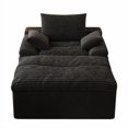 thumbnail image 4 of Leumius Oversized Chaise Lounge Chair Indoor,Corduroy Upholstered Sofa Bed with Deep Seat,Cozy Lounge Chair Sleeper Sofa for Living Room,Bedroom,No Assembly Required,Black, 4 of 5