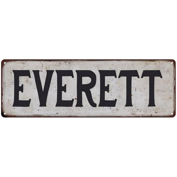 EVERETT Vintage Look Rustic Metal City State Sign 6 x 18 High Gloss Metal 206180041109