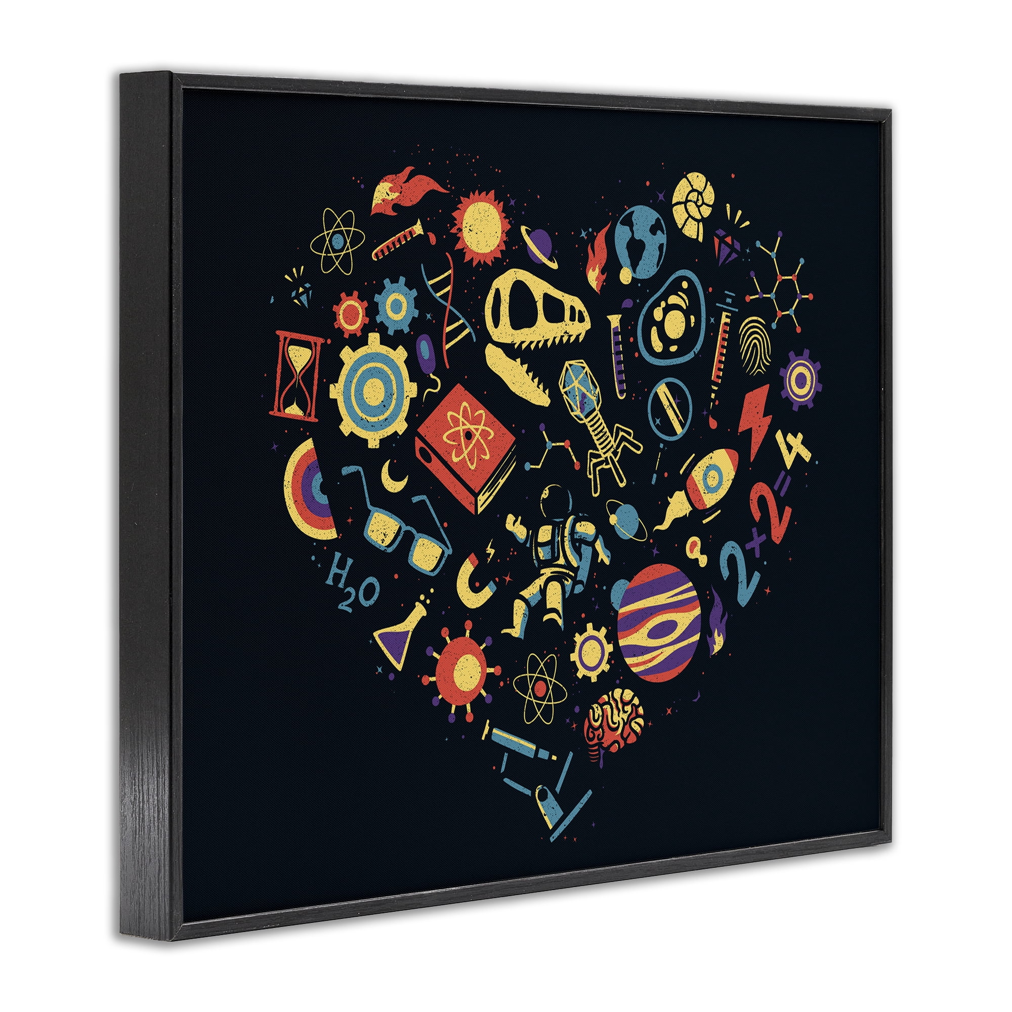 Stupell Industries Retro Science Heart Black Framed Giclee Art, design by Tobe Fonseca