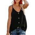 thumbnail image 1 of Camisolas sin mangas con cuello en V y botones sexys para mujer, blusas informales holgadas sin mangas, 1 of 4
