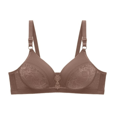 

kpoplk Womens Wireless Bra Women s Front Closure Lace Bra Unlined Racerback Underwire Plunge Bralette(Coffee)