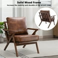 thumbnail image 5 of Bonzy Home Mid-Century Modern Accent Chair Upholstered Solid Wood Frame & Removable Cushions for Living Room Bedroom, Brown, 5 of 7