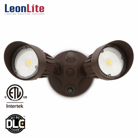 Dusk To Dawn Outdoor Lighting - LEONLITE 20W LED Outdoor Security Lights, Dusk to Dawn Photocell, for Yard, Garage, Porch, 5000K Daylight, Bronze