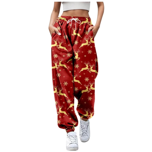 WEAIXIMIUNG Pantalon Noir Femme Jambe Droite Imprimé de Pâques pour Dames
