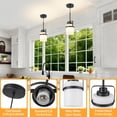 thumbnail image 3 of Modern Black Pendant Lights Kitchen Island Light, Adjustable Hanging Light Fixture with Milk Glass Shade, Farmhouse Pendant Light for Dining Room Bar Over Sink/Table/Counter, 2 Pack, 3 of 8
