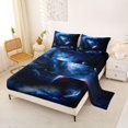 thumbnail image 2 of Manfei Celestial Planet King Sheets,Dreamy Swirling Blue Galaxy Bedding,4-Piece,1 Flat Sheet,1 Fitted Sheet and 2 Pillowcases, 2 of 6