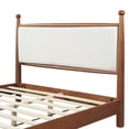 thumbnail image 4 of Christopher Knight Home Queen Size Traditional Bed Frame with Upholstered Headboard, Walnut+Beige, 4 of 8