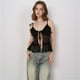 thumbnail image 3 of Camiseta sin mangas con volantes y tirantes anudados para mujer: blusa de gasa en capas, semitransparente, top informal de verano para la playa y fiestas., 3 of 6