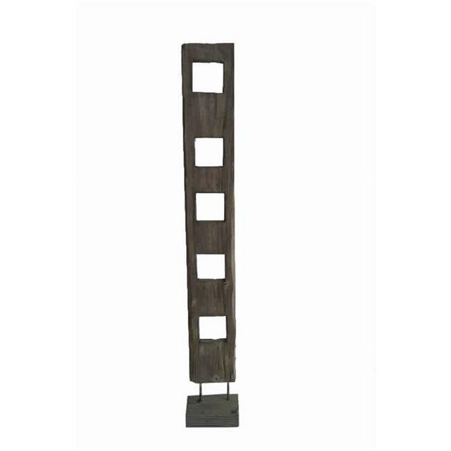 Benzara BM205883 Contemporary Flat Log Art Sculpture with Square Cut Design, Brown