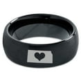 thumbnail image 2 of Tungsten Kansas Sunflower State Heart Band Ring 8mm Men Women Comfort Fit Black Dome Brushed Polished, 2 of 4