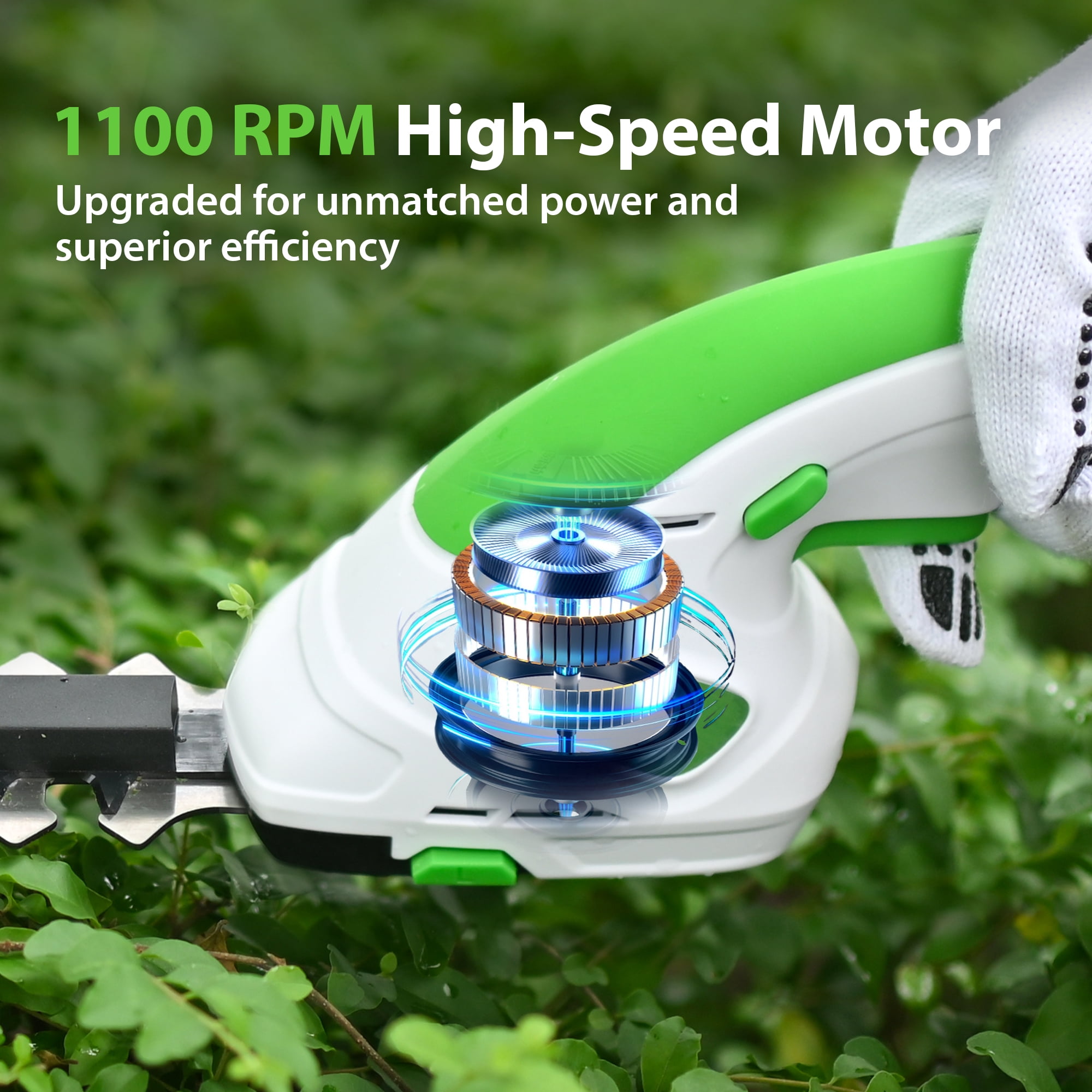Cheersonic 7.2V Cordless 2-in-1 Grass Shear & Hedge Trimmer, Handheld Lightweight with 2000mAh Batteries & Type-C Cable for Small Bushes, Lawn Edging
