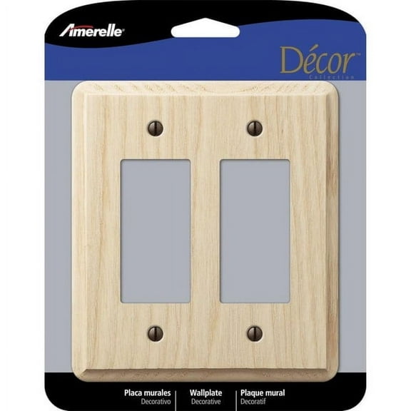 2 PC Amerelle Contemporary Unfinished Beige 2 gang Wood Decorator Wall Plate 1 pk