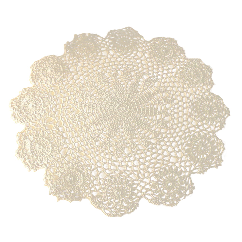 Vintage HAND Crochet Lace Doily Rounds Scalloped WHITE Wedding 4" 6PCS Lot 
