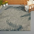 thumbnail image 3 of 8â€™ x 9â€™ Gray Palm Leaves Indoor Outdoor Area Rug, 3 of 9