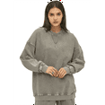 thumbnail image 3 of BEGOING Women's Plus Size Crewneck Sweatshirts Long Sleeve Midweight Casual Pullover Tops,All Gender Retro Washed Solid Color Sweatshirt Oversized Loose Fit Drop Shoulder Fashion Tee,Gray S-XL, 3 of 8