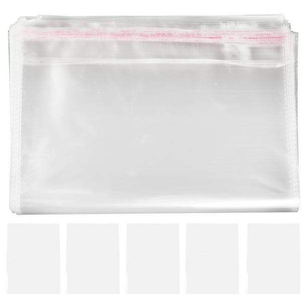 BRIGHTFUFU BESTOMZ 100 bolsas de celofán de plástico transparente de 30 x 40 cm, con cierre hermético, resistentes, autoadhesivas, para panadería, velas, jabón y galletas.