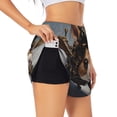 thumbnail image 1 of Balery Steampunk Squirrel Pilot Pantalones cortos deportivos para mujer con forro y dos bolsillos, elásticos, para entrenamiento, gimnasio, yoga-Small, 1 of 7