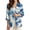 Blue Oriental Wave, variant on Zebra Print Women's Faux Linen Blazer 3/4 Sleeve Lightweight Work Jacket with Pockets Spring Summer Cardigan Coat for Business Banquet, M