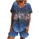 thumbnail image 1 of Conjunto de pantalones cortos de manga corta con estampado de cuello redondo para mujer, traje deportivo informal de verano de 2 piezas Wmkox8yi bvn1339, 1 of 7
