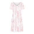 thumbnail image 5 of GaThRRgYP Graduation Ready Crew Neck Dress-Sophisticated Simplicity,Women's Fashion Summer Print Short-sleeved V-neck Casual Dress Pink M, 5 of 8
