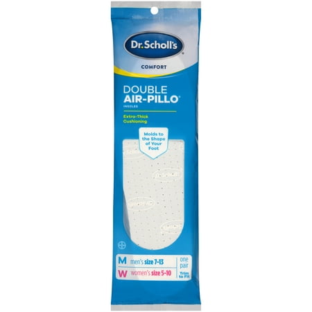 (2 pack) Dr. Scholl’s Comfort Double Air-Pillo Insoles, 1 Pair, Men Size 7-13, Women Size (Best Glue For Tennis Shoe Soles)