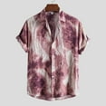thumbnail image 5 of Handshe Men's Hawaiian Shirt Tops Vintage Short Sleeve Button Down Beach Shirt Male Tropical Floral Summer Pullover Party Holiday, 5 of 8