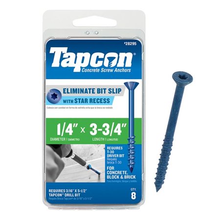 

Tapcon 5033633 3.75 in. Star Flat Head Concrete Screws Pack of 8