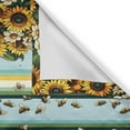 thumbnail image 3 of Sunflowers Valance & Tier Curtain 3 pcs Set, Flying Bees with Jumble Design Leafy Helianthus with Minty Stripes, Window Treatments for Kitchen Room Decor, 55" x 36", Mustard Seafoam Green, 3 of 5