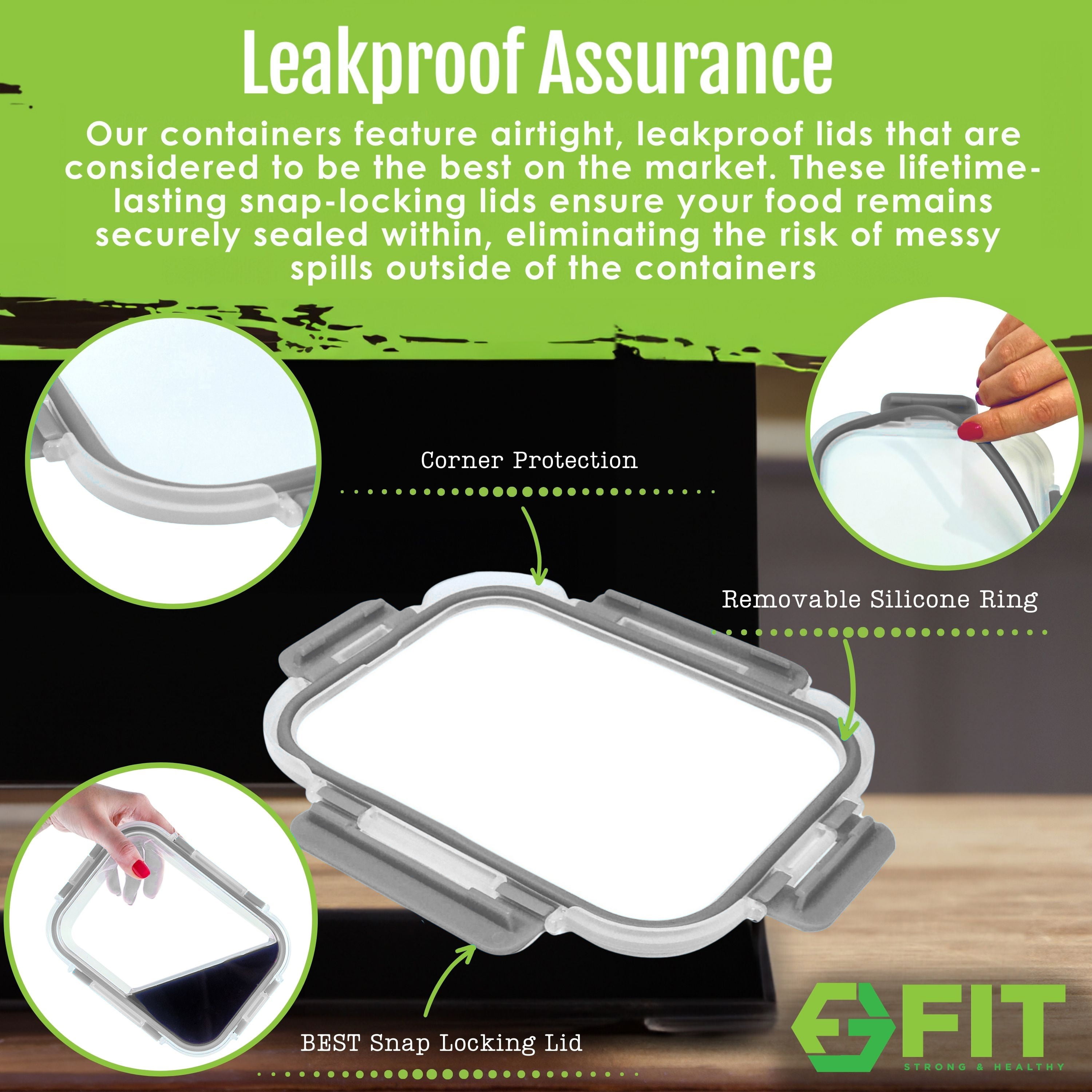 1 & 2 & 3 Compartment Glass Meal Prep Containers (3 Pack, 35 Oz)- Food Storage Containers with GRAY Lids, Portion Control, BPA Free, Microwave, Oven and Dishwasher Safe, Airtight, Leakproof