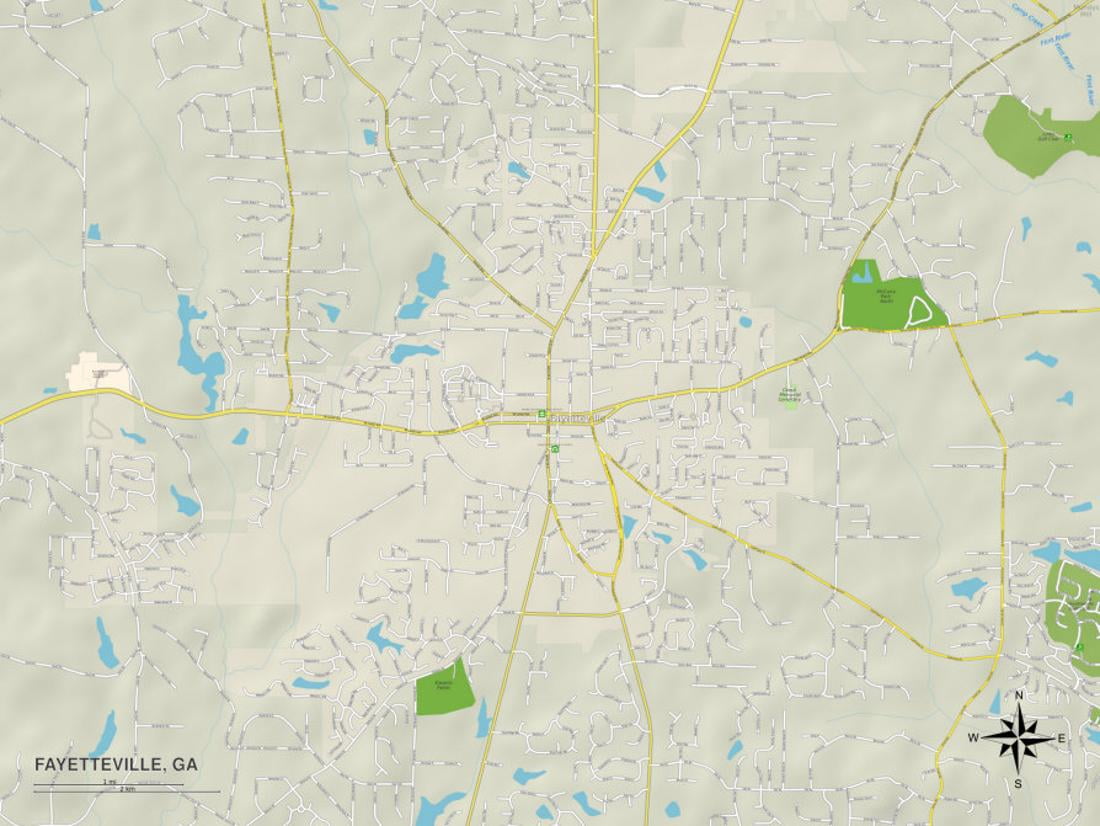 Political Map of Fayetteville, GA Print Wall Art - Walmart.com ...