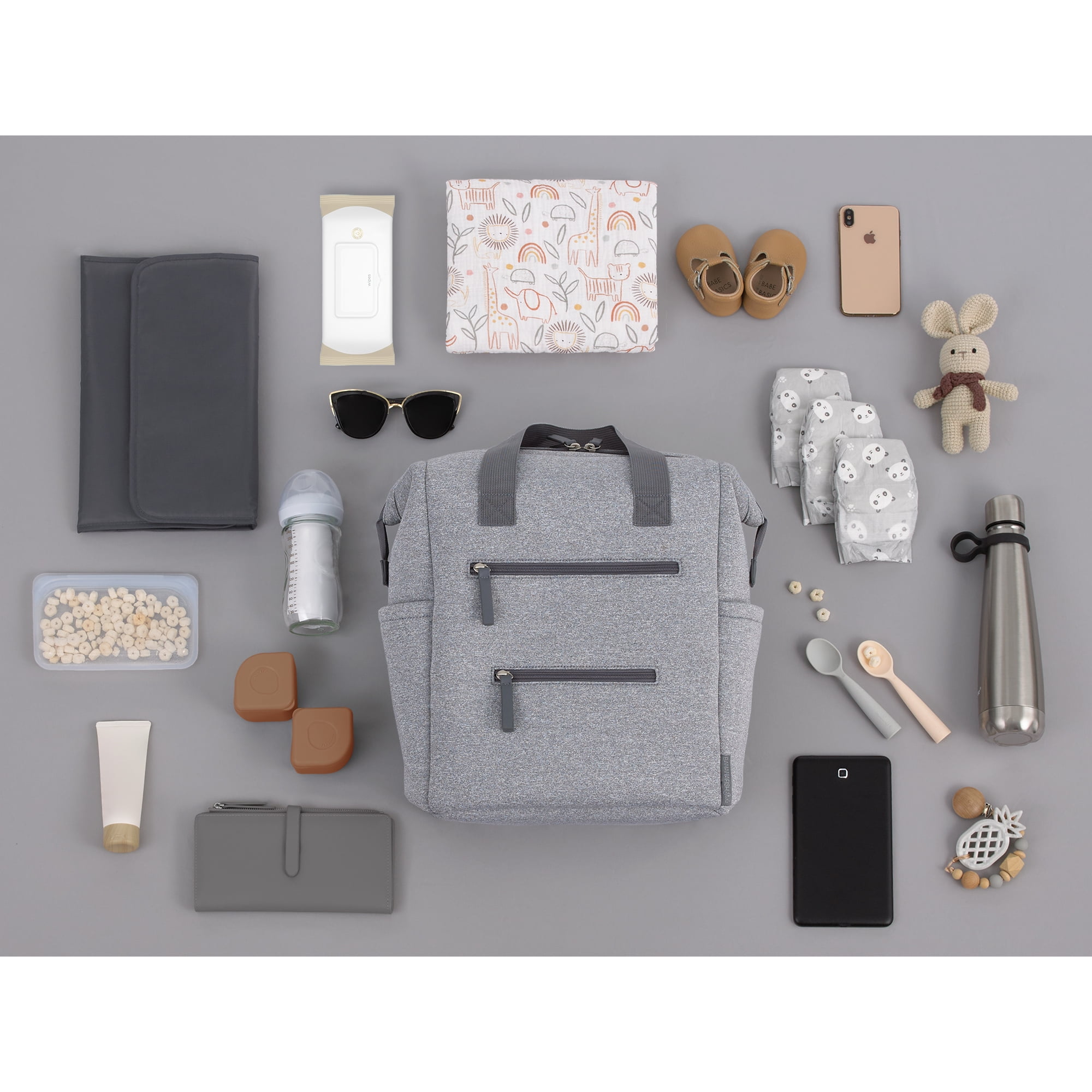 Bananafish Studio Neoprene Back Pack Diaper Bag, Gray, Unisex, Infant, Toddler