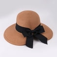 thumbnail image 2 of XINPING Women's Bowknot Straw Sun Hat, Wide Brim UV Protection Beach Vacation Hat with Black Bow Tie, Packable and Breathable Fishing Summer Hat for Outdoor Activities, 2 of 4