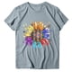 thumbnail image 3 of Gibobby Blusas De Manga Larga Para Mujer Mujeres Casual Sunflower Camisas de imprenta Cuello corto de manga corta Tee Tops Tunic Blose（Gris， L), 3 of 5