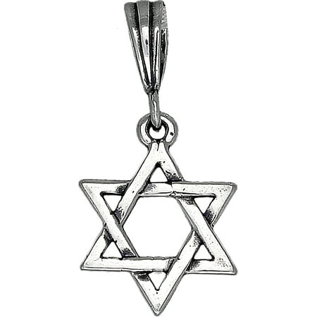 Sterling Silver Star of David Pendant Necklace with Antique Finish and 18 Inch Rolo Chain