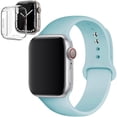 thumbnail image 1 of LEIXIUER Silicone Watch Band and Case for Apple Watch Bands 42mm with Silicone Clear Case Screen Protector Cover for Apple Watch Series 3 2 1,Turquoise, 1 of 6