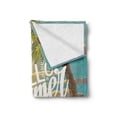 thumbnail image 2 of Hello Soft Flannel Fleece Throw Blanket, Seashore with Palm Tree and Chair Illustration with Hello Summer Calligraphy Print, Cozy Plush for Indoor and Outdoor Use, 70" x 90", Multicolor, by Ambesonne, 2 of 5