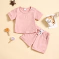 thumbnail image 2 of VNKIDY Toddler Boys Girls Short Sleeve Solid Color O-Neck Sweatshirt Pullover Tops Shorts Outfits Sets Holiday, 2 of 9