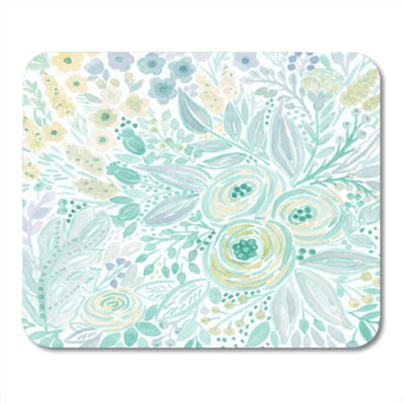 Colorful Abstract Watercolor Floral in Pastel Mint Colors Yellow Mousepad Mouse Pad Mouse Mat 9x10 inch