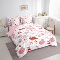 thumbnail image 3 of Feelyou Bowknot Cowgirl Boot Bedding Comforter Set 7pcs, Cartoon Cherry Love Heart Queen Bedding Sets, Teens Kids Girls Women Reversible Queen Sheet Sets, Breathable Home Decor, 3 of 8