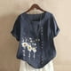 thumbnail image 2 of Gibobby Camisetas Mujer Manga Corta Camiseta manga corta con estampado cuello redondo y dobladillo manga corta para mujer verano, camiseta ajustada con(Azul oscuro,CH), 2 of 5