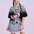thumbnail image 3 of Camiseta de verano para mujer, de Disney, Lilo y Stitch, con estampado de dibujos animados, camisetas informales, ropa de calle, moda femenina, ropa Harajuku, 3 of 5