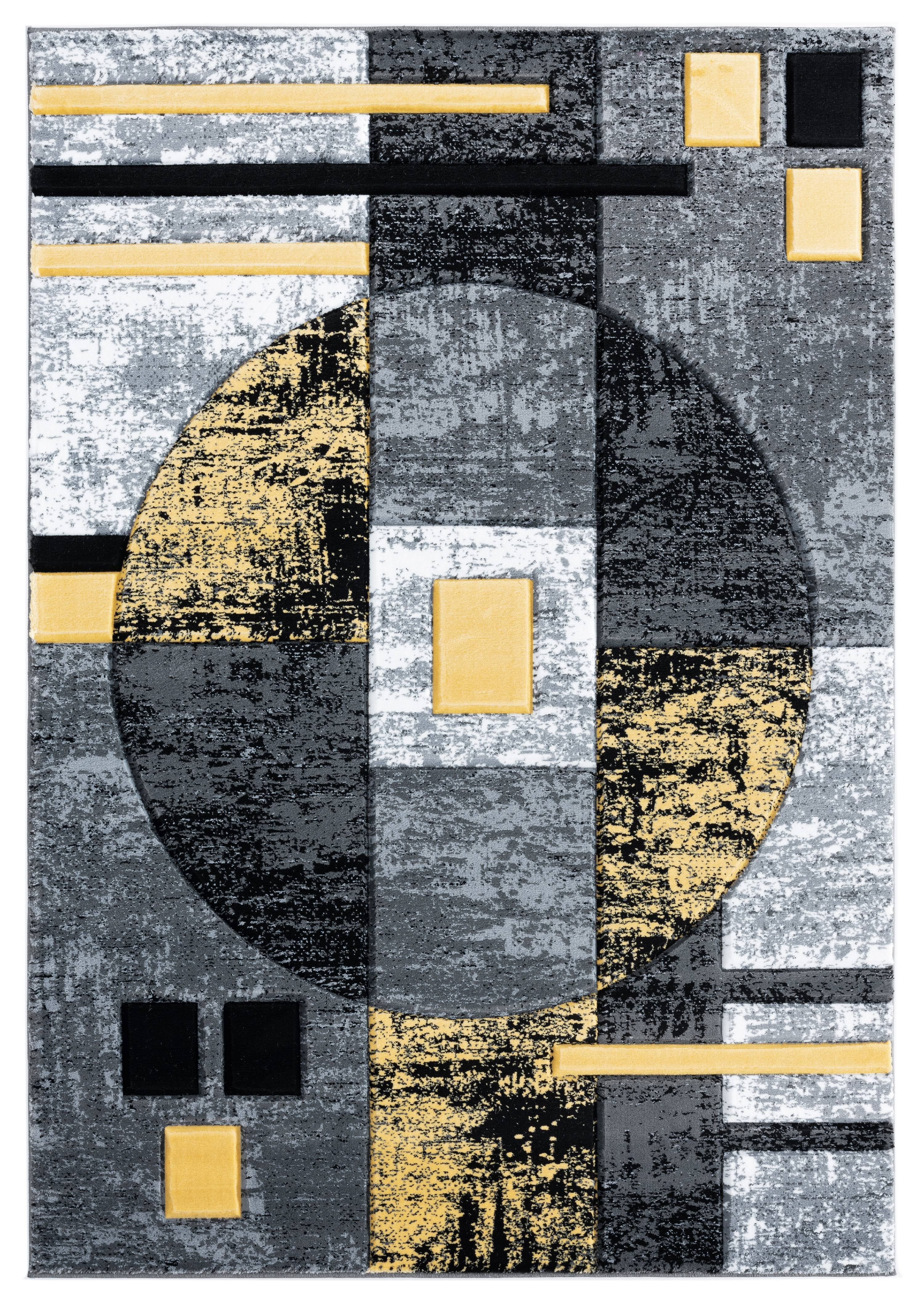 United Weavers Drachma Attica Modern Abstract Accent Rug, Yellow, 2'7" x 4'2"