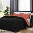 thumbnail image 2 of D.N.G. BEDDINGS 3 Piece Luxury Reversible Diamond Pattern Comforter Set Premium Super Soft, All Season 800 TC, 100% Egyptian Cotton Oversized Super King Size Brick Red/Black Solid Color, 2 of 7