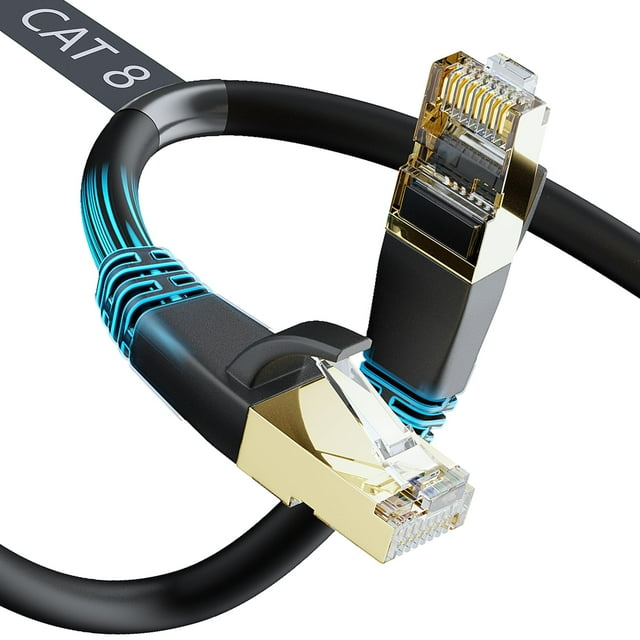 DbillionDa CAT8 Ethernet Cable, Outdoor&Indoor, 65FT Heavy Duty Weatherproof 26AWG Cat8 LAN Network Cable, 40Gbps 2000Mhz with Gold Plated RJ45 Connector, High Speed for Router/Gaming