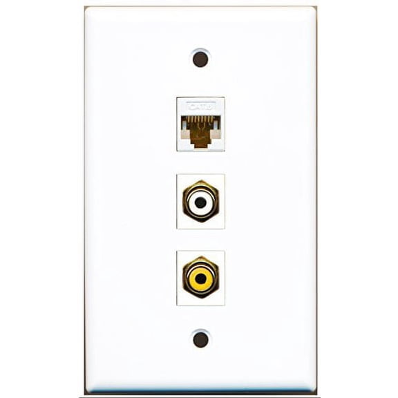 RiteAV - 1 Port RCA White and 1 Port RCA Yellow and 1 Port Cat6 Ethernet White Wall Plate