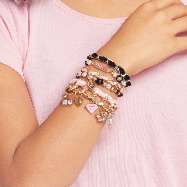 Juicy Couture: Mini Chains & Charms DIY Kit - Create 5 Bracelets, 118  Pieces,10 Juicy Charms, Pink Gold & Black, Children Ages 8+